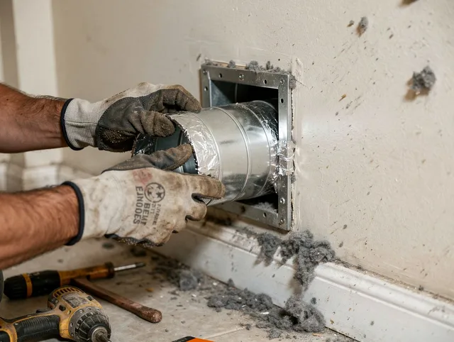 Professional dryer vent repair and installation by San Jacinto Dryer Vent Cleaning in San Jacinto