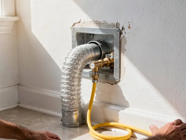 San Jacinto Dryer Vent Cleaning certified technician performing specialized gas dryer vent cleaning in San Jacinto